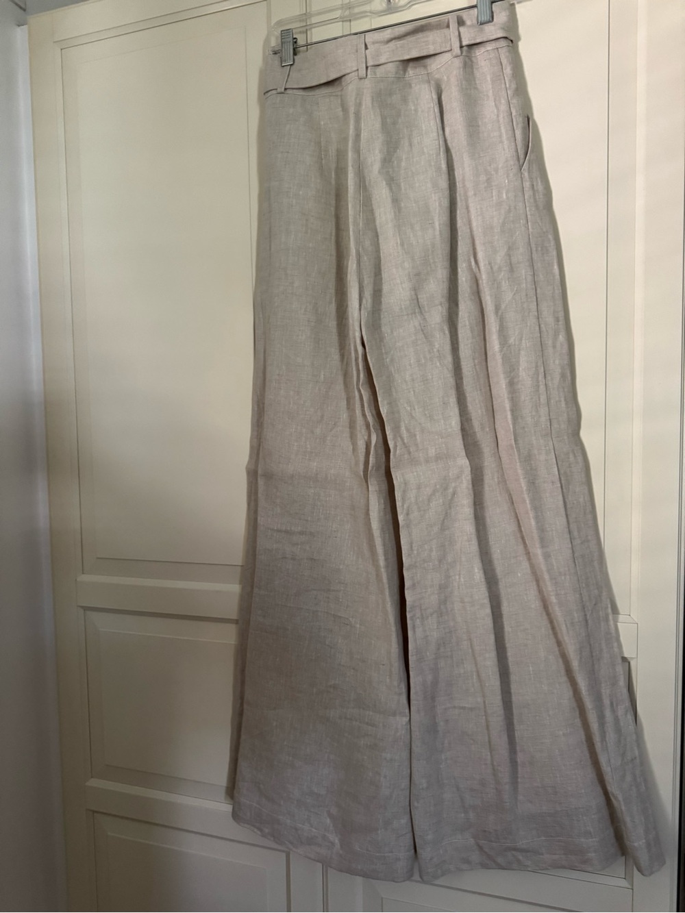STAUD Triton Set Linen Wide-Leg Pants with Silver Buckle Belt & Linen Corset - Picture 9 of 12